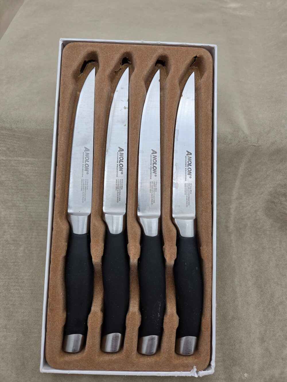 Set of 4 Analon Stainless Steak Knives Ice Hardened 9" Long German CrMoV Steel